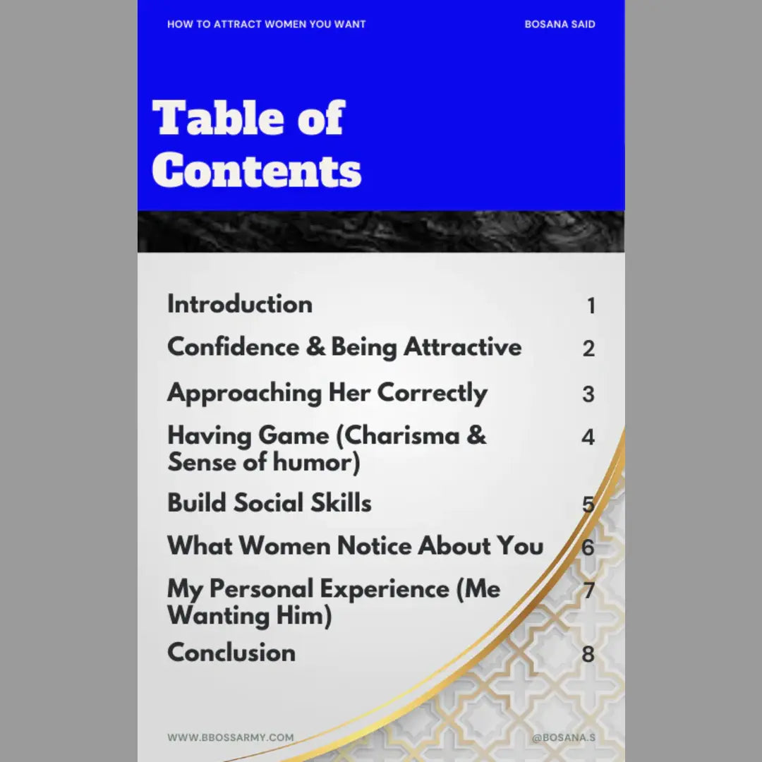 Attract-women-you-want-ebook-table-of-content-author-bosana